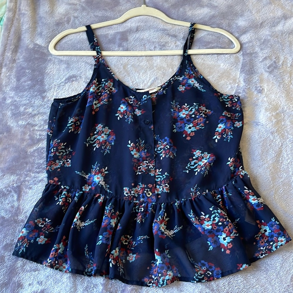 Blue Floral Blouse Traslucent